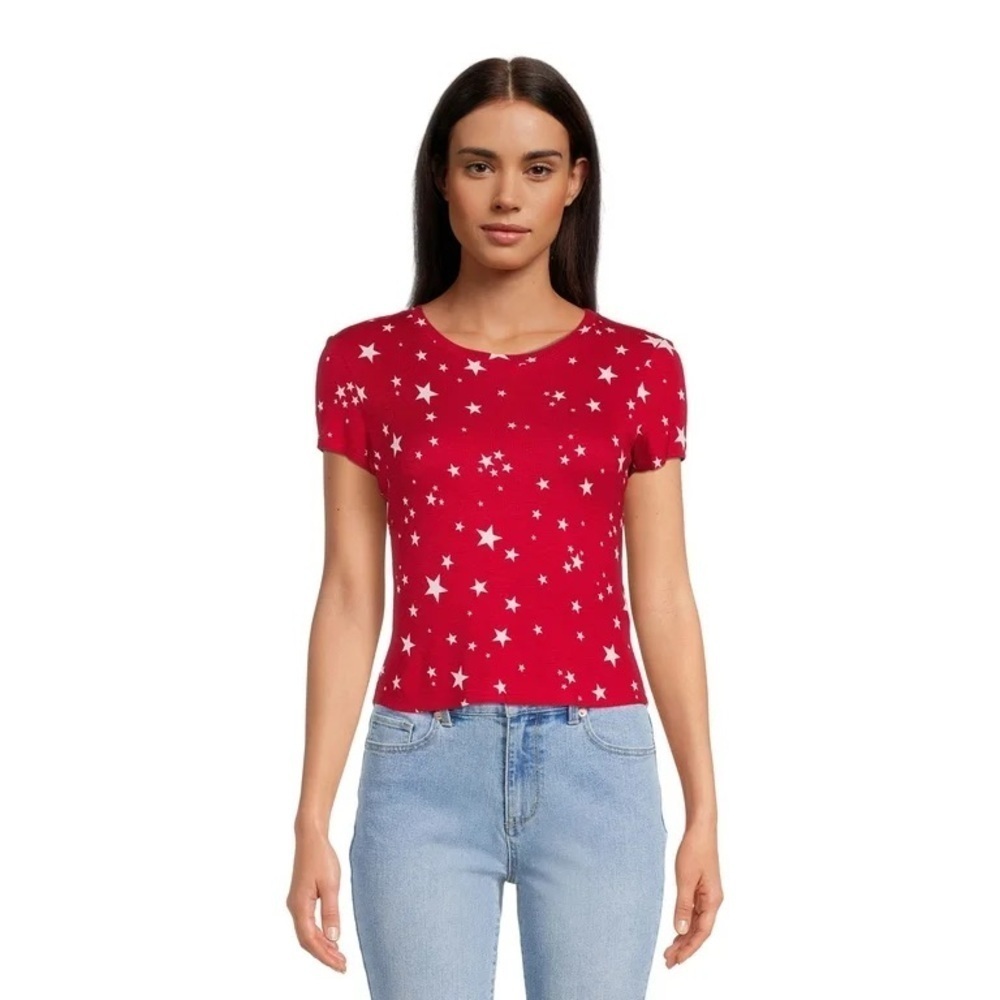 Croft Barrow Red Star Print T Shirt Size Medium